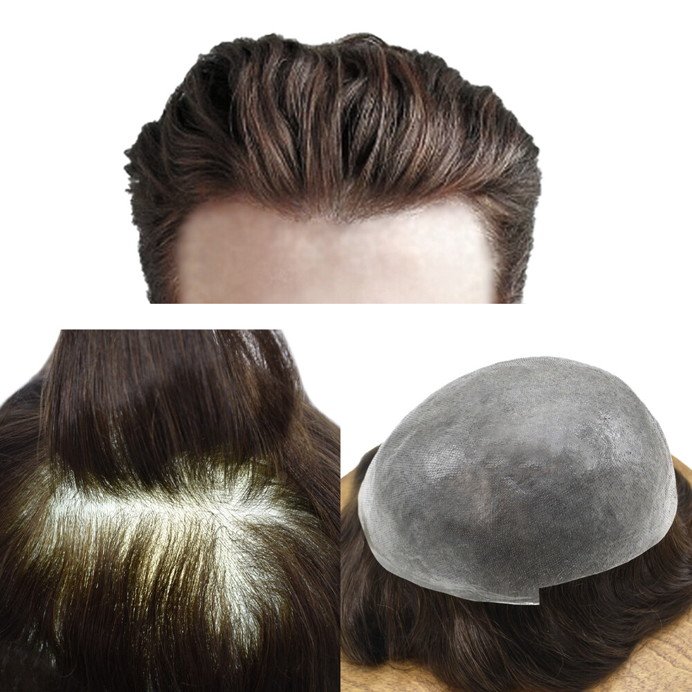 Mens Hair Replacement Ultra Thin Skin Toupee All Colors Hairpieces PU System Wig