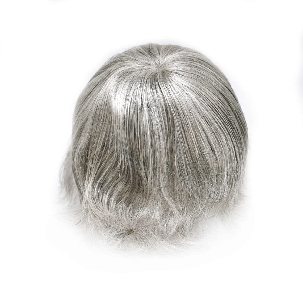 Mens Toupee Human HairSystems Full Poly Thin Skin HairPiece Replacement SystemUS