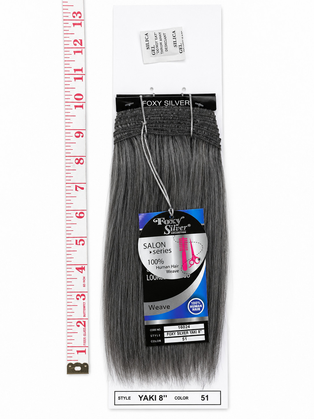 Foxy Silver Yaki 100% Human Hair Weave, 8″-18″, Tangle free, Natural look