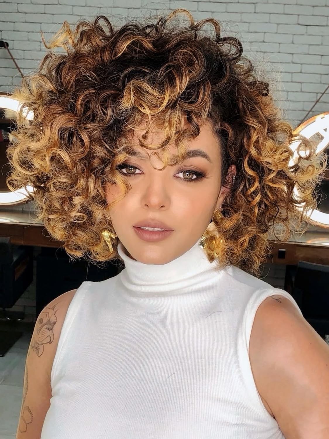 Short Curly Crochet Hair 8 Inch 6 Packs Ombre Brown Blonde Ocean Wave Braids