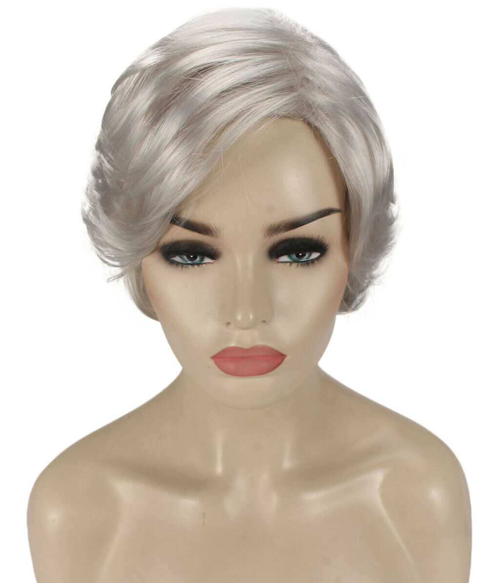 Lana – Straight Kanekalon Synthetic Fiber Full Wig, 3.25 – 6.5 in, Silver Grey