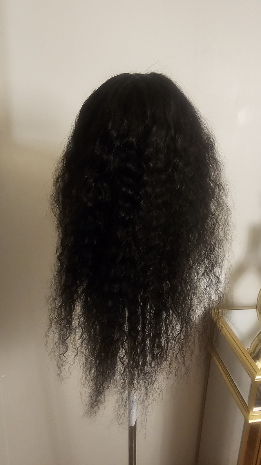 High-Quality Regular Top 24″ natural black 150% Virgin Human Hair Lace Wig