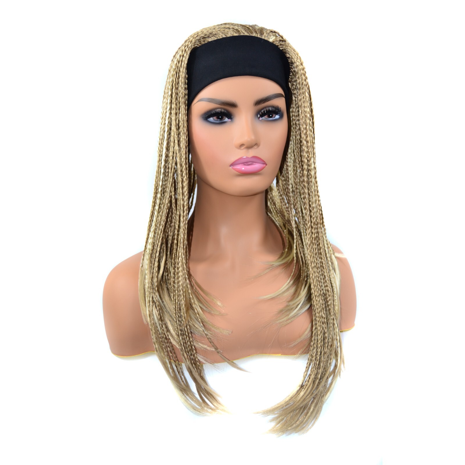18 Inch Ombre Braided Wig with Headband Wrap Band Box Braids Wig for Black Women