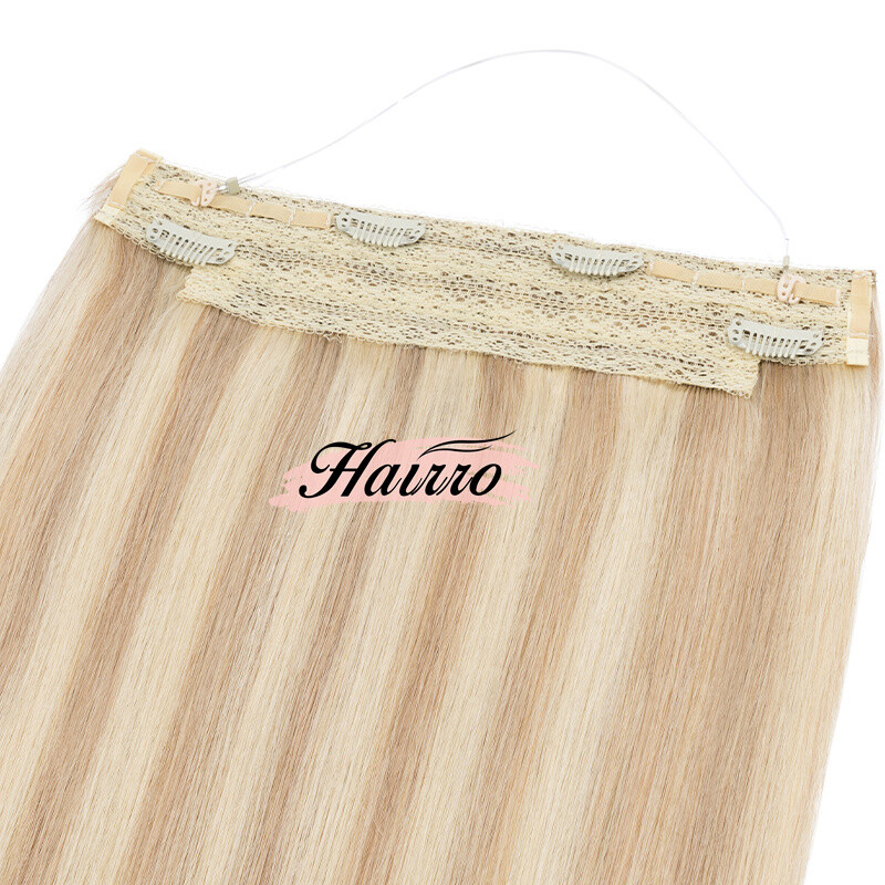 Wire In 100% Remy Human Hair Extensions Russian Remy Hidden Ring Hairpiece Thick