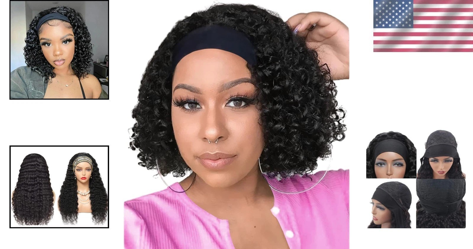 Versatile 10 Inch Deep Wave Headband Wig – Includes Wig Cap & Accessories