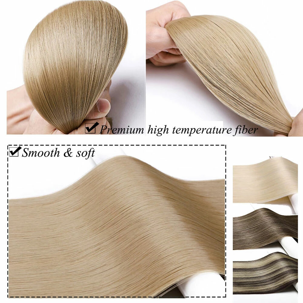 Real as Human Curly Straight Hairpiece 5Clips One Piece Clip in Hair Extensions