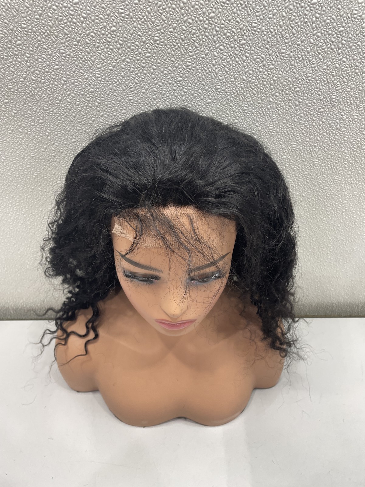 Firieya Natural Black Deep Wave Human Hair Blend Lace Front Wig, 18″