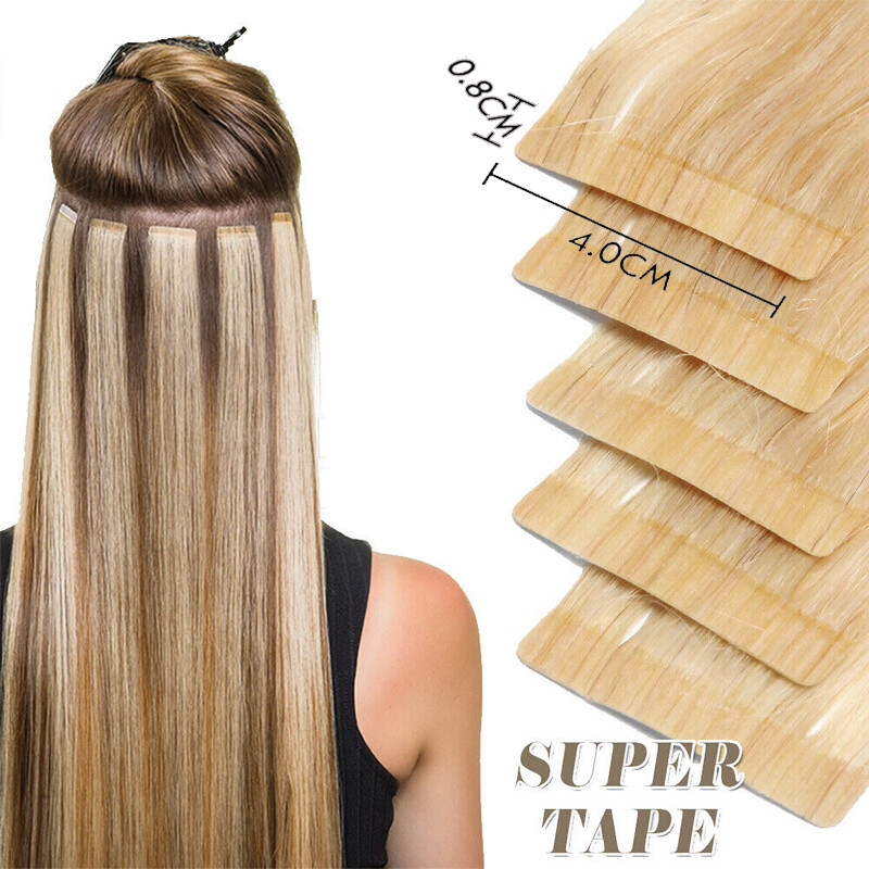 CLEARANCE Tape In 100% Russian Remy Human Hair Extensions Invisible Skin Weft US