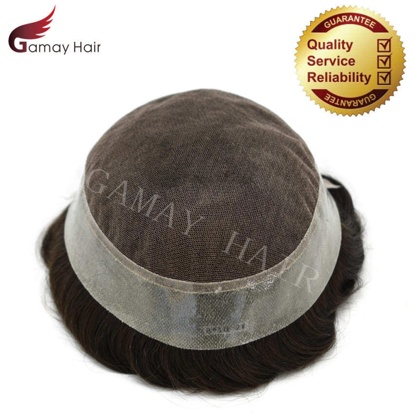 Mens Toupee French Lace Human Hairpiece Front Lace Natural Hairline Wigs BX2