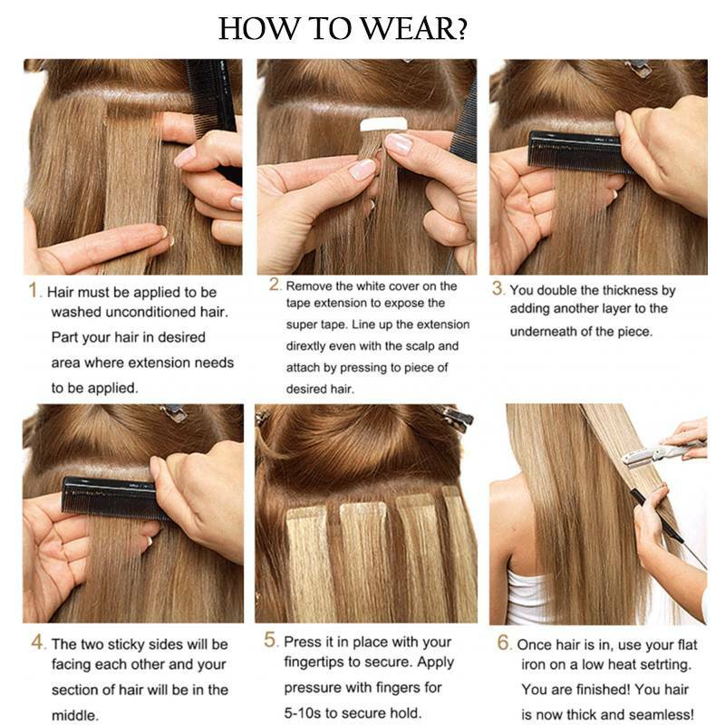 80PCS Full Head Thick Tape in Remy Human Hair Extensions Skin Weft Balayage Soft