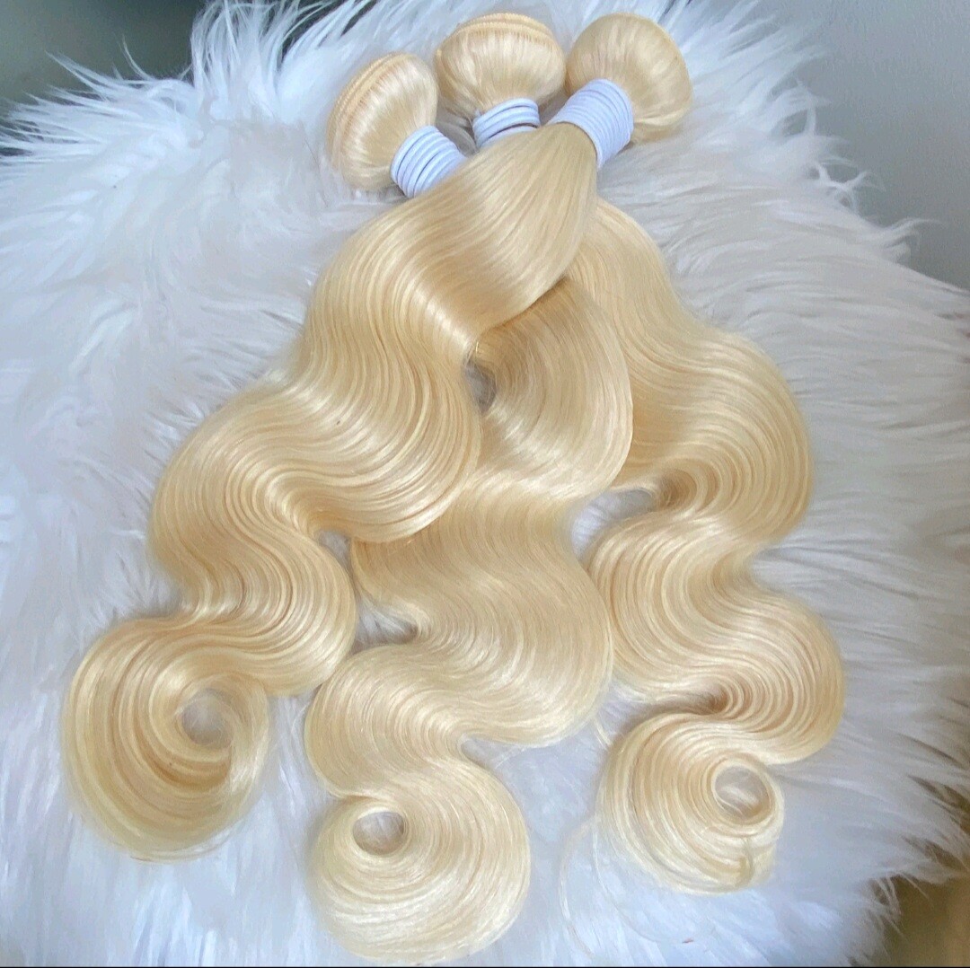 13A+VIETNAMESE RAW VIRGIN HAIR BLONDE 613# DOUBLE DRAWN 100g/300g BODY WAVE/STRA