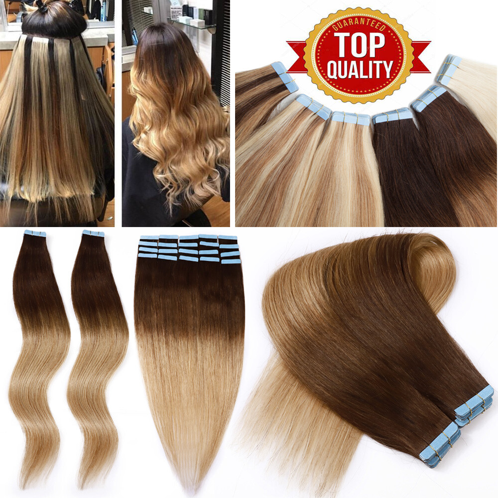 Body Wave 100% Human Hair Remy Virgin Russian Tape In REAL Hair Extensions Soft