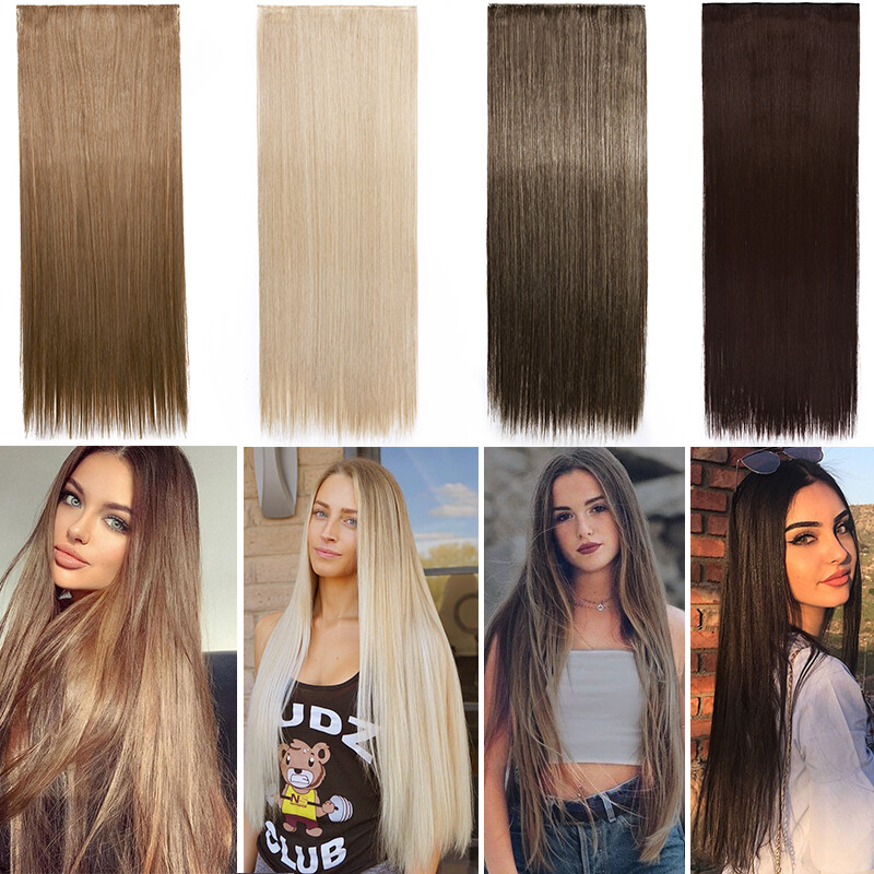 Mega Thick One Piece Clip In Hair Extension Real Natural Soft Full Head As Human