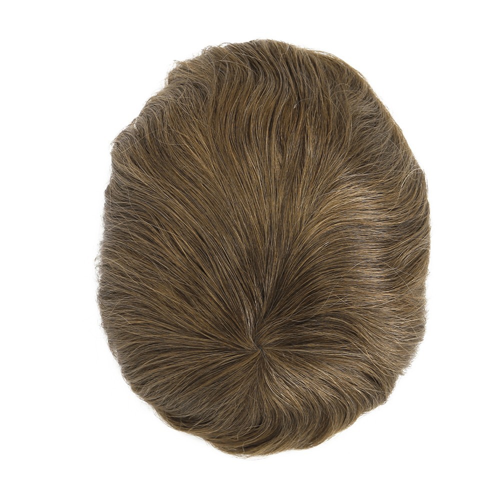 Mens Toupee Full Poly Skin Injected PU Human Hair System Replacement Wig for Men