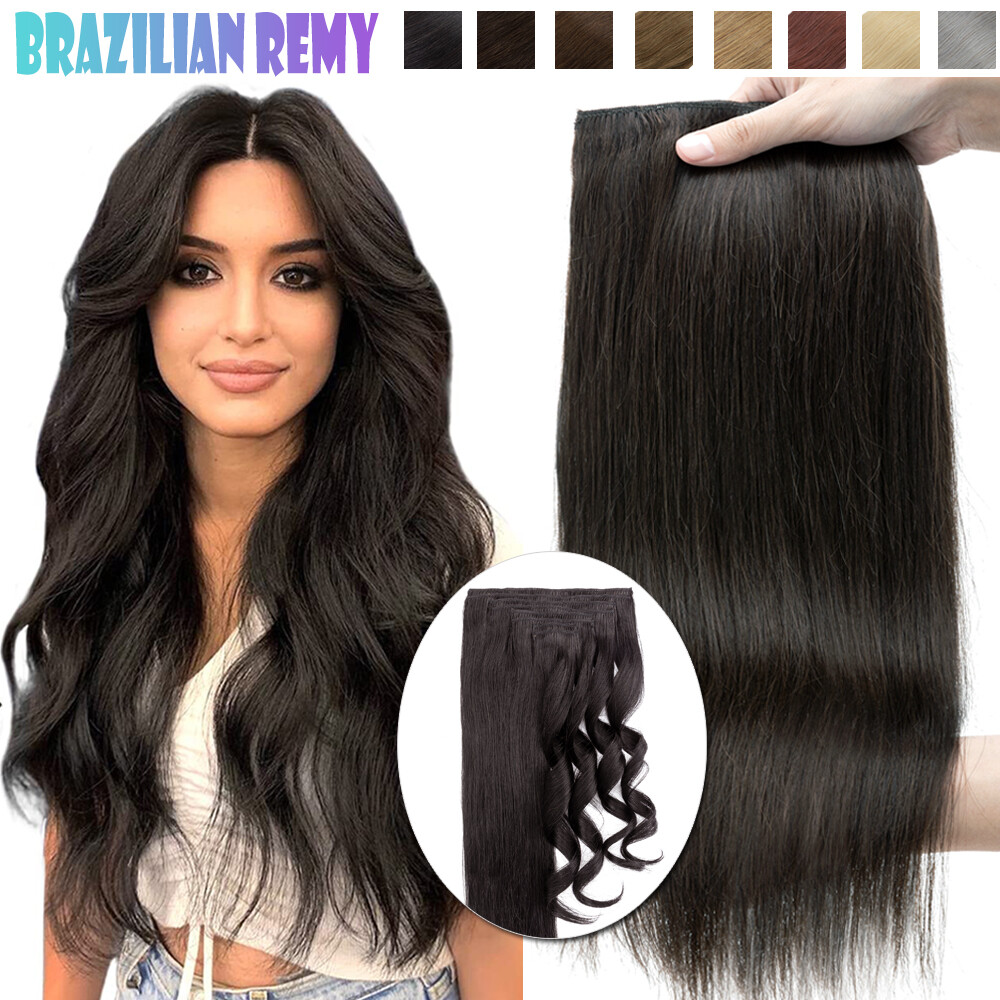 170G THICK Clip In Double Weft 100% Real Human Remy Hair Extensions Full Head