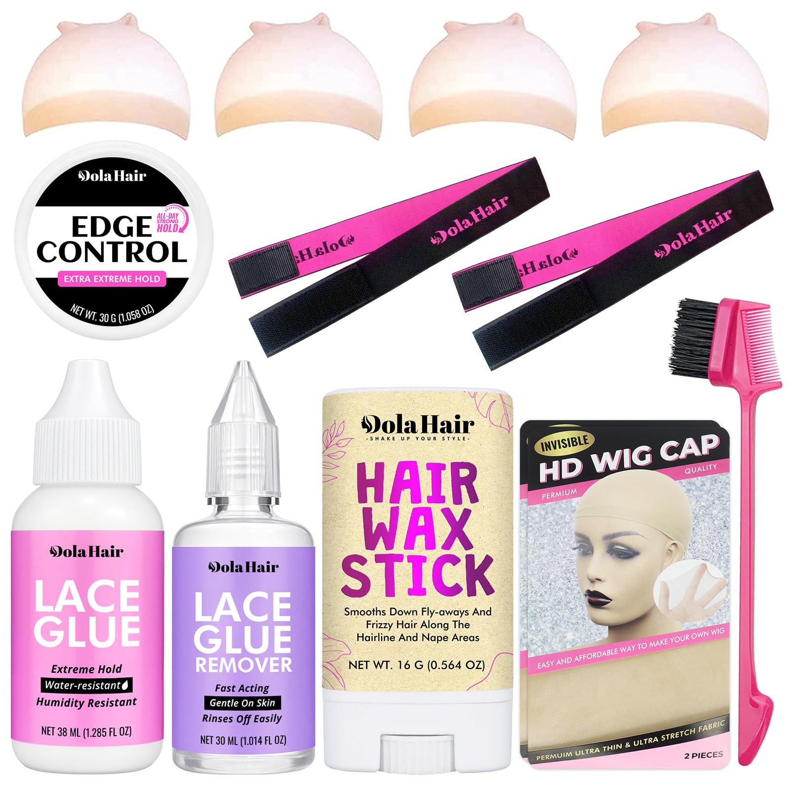 Waterproof Lace Wig Glue Kit – 9 Pieces of Adhesive for Secure Wig Application