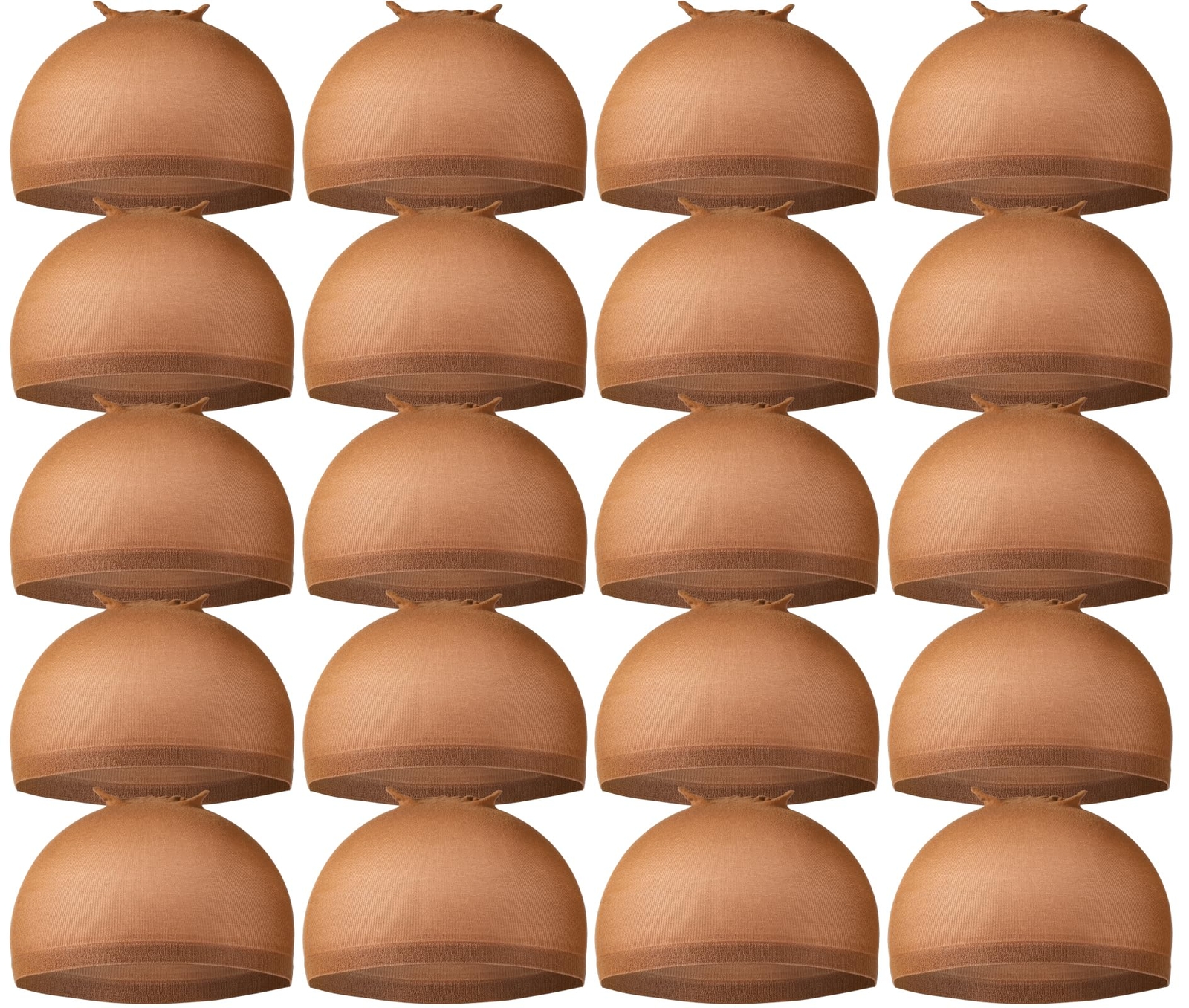 Teenitor 20 Pack Brown Stocking Cap Stretchy Nylon Wig Caps Skin Tone Stocking