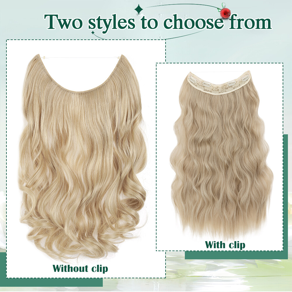 Real Natural as Human Invisible Wire in Hair Extensions Wavy One Piece Nano Ring