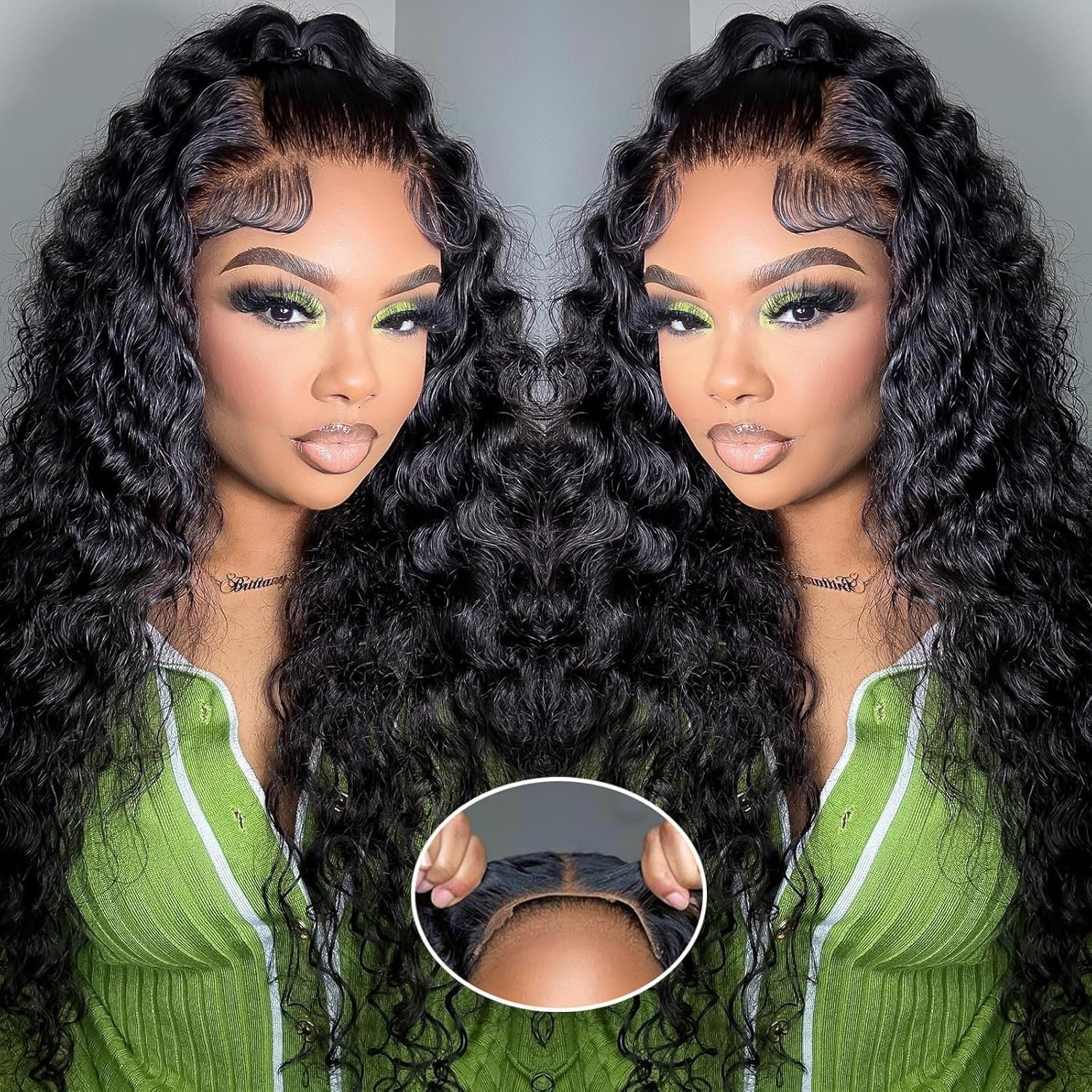 250% Density Transparent Lace Wigs Human Hair 5×5 Natural Color Water Wave