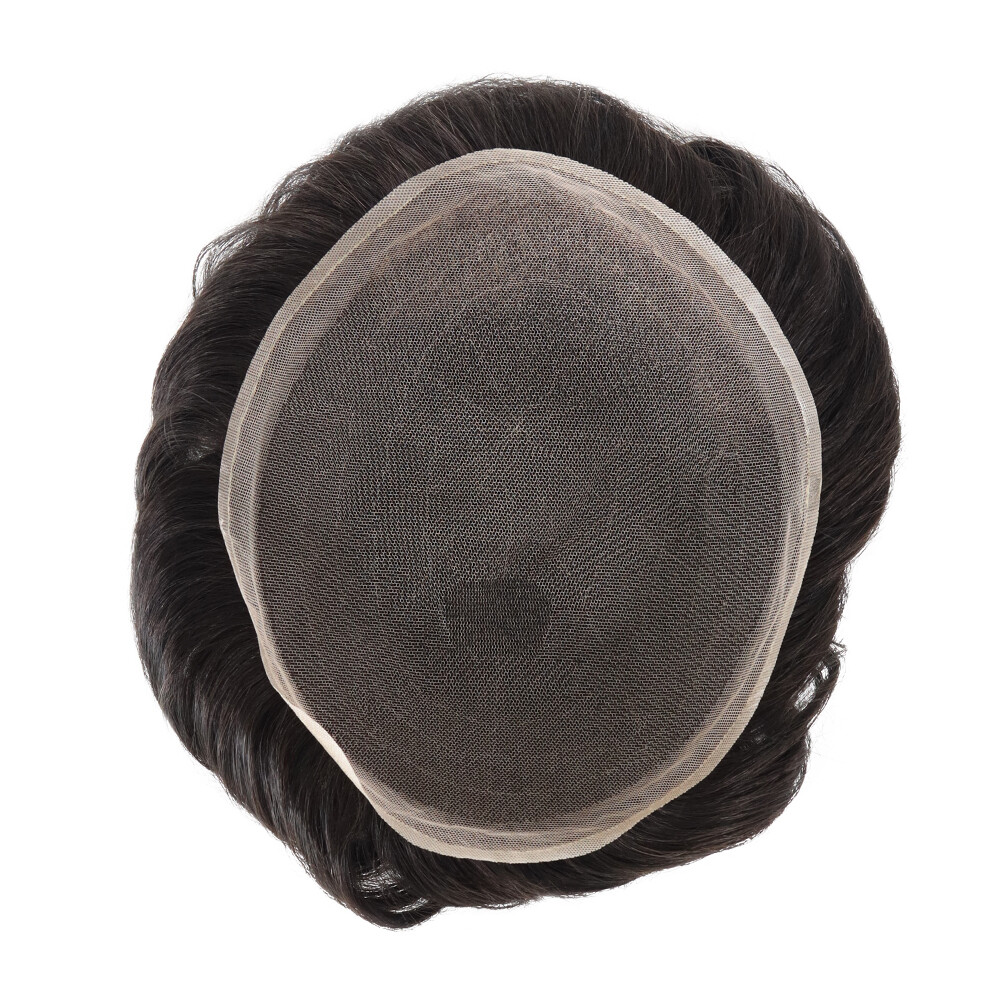 Toupee for Men Human Hair System Full French Lace Black Hair Replacement 8X10