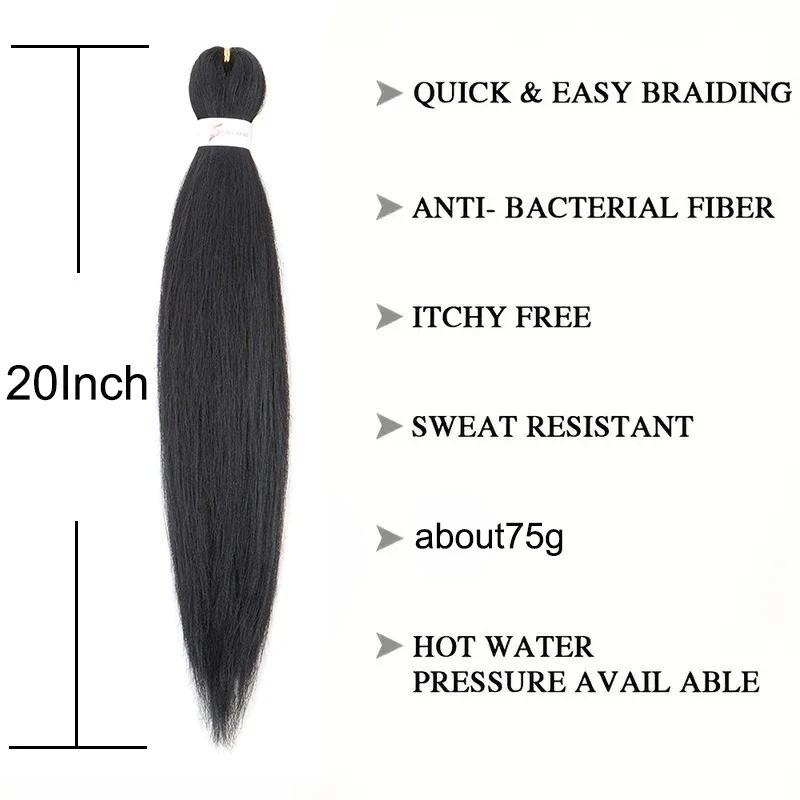 5 packs Yaki Straight Pre-stretched Braiding Box Braids Twist Hair Extensions D8