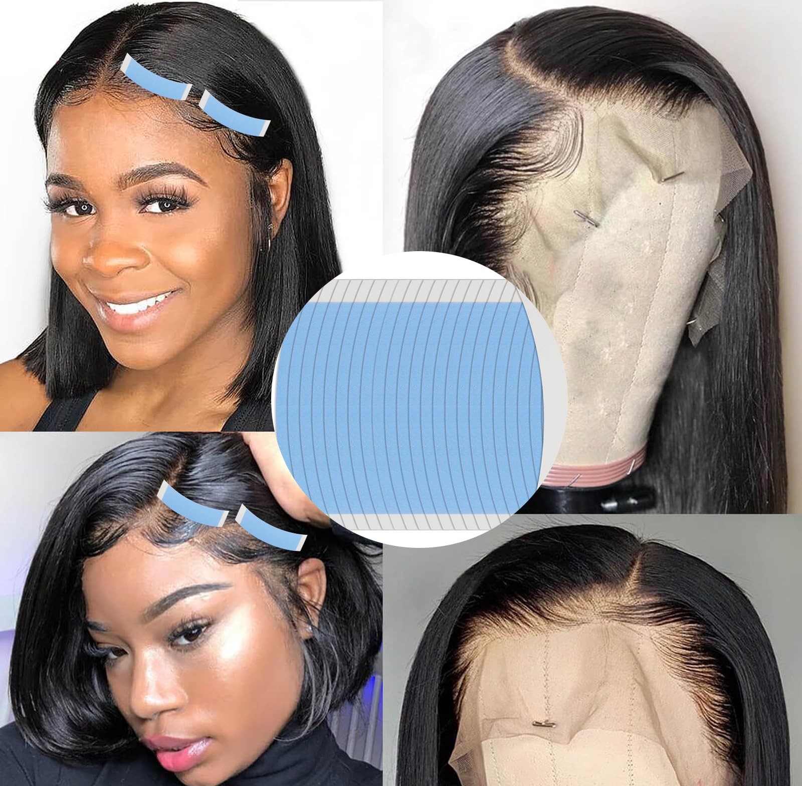 36PCS Blue Double Sided Wig Tape for Lace Front Wigs – Strong Hold Waterproof…