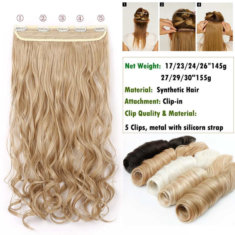 One Piece Full Head Long Thick Clip in Hair Extensions 5 Clips As Human Natural