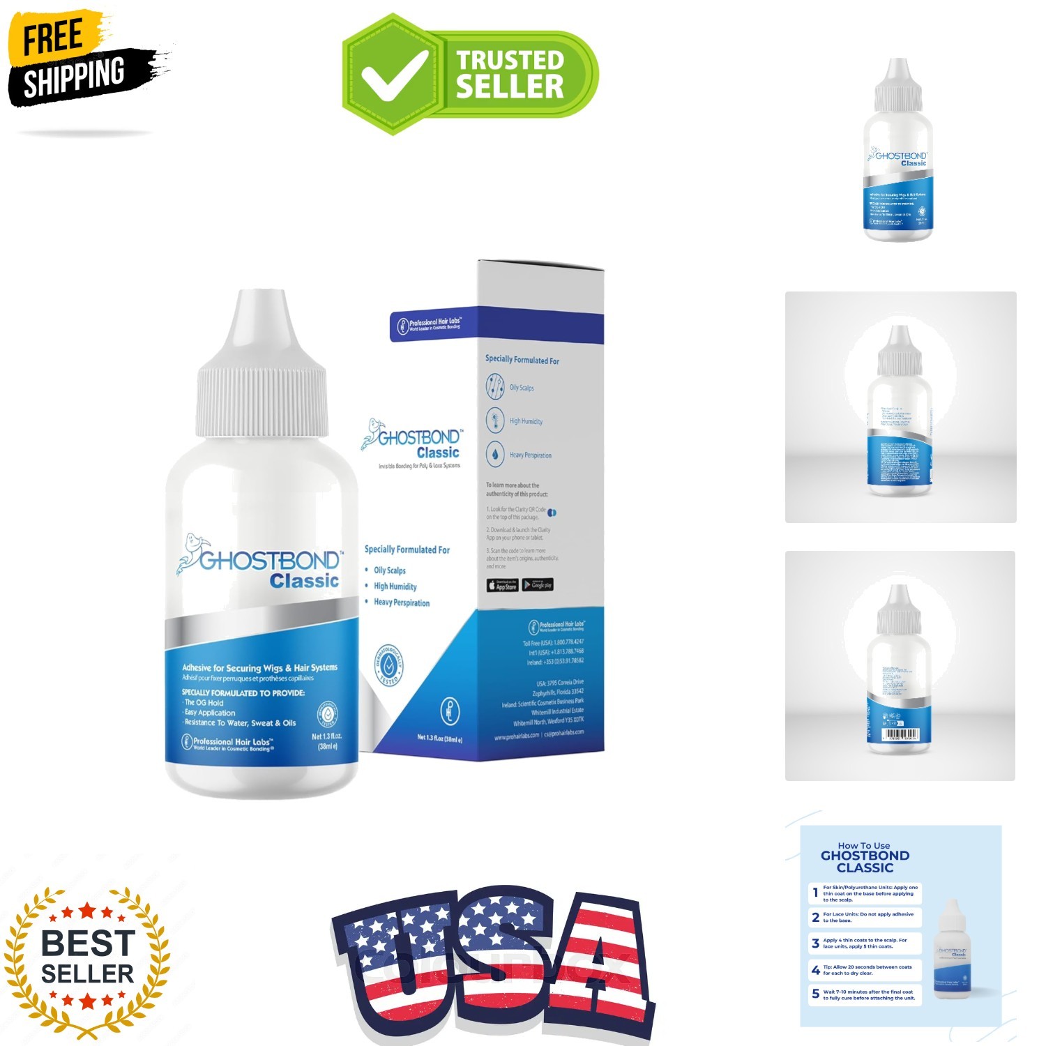 GHOSTBOND Classic Hair Replacement Adhesive 1.3oz – Invisible Wig Bonding Glu…