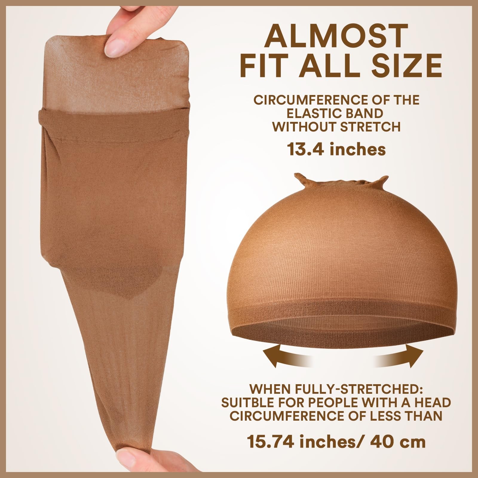 Teenitor Wig Caps, 20 Pack Stretchy Nylon Skin 8.5 Inch x 0.7 Inch, Brown