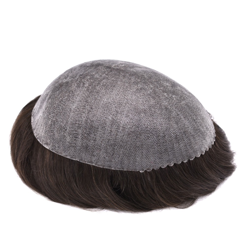 Men Human Hair Piece Replacement Systems Thin Skin Full Poly Toupee Hair Units