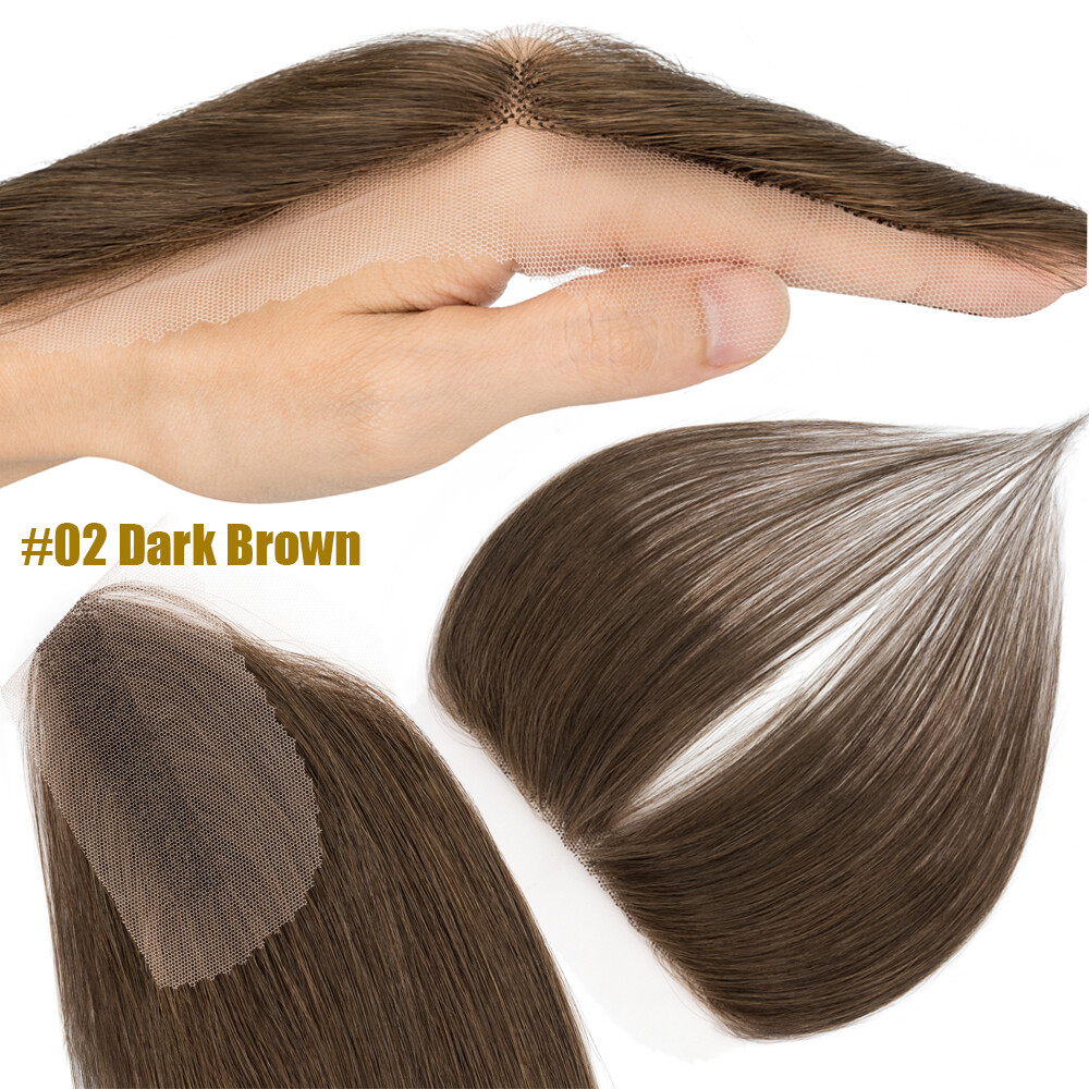 Hand-Tied Front Hairline Human Hair Patches Hairpiece Topper Full Lace For Women