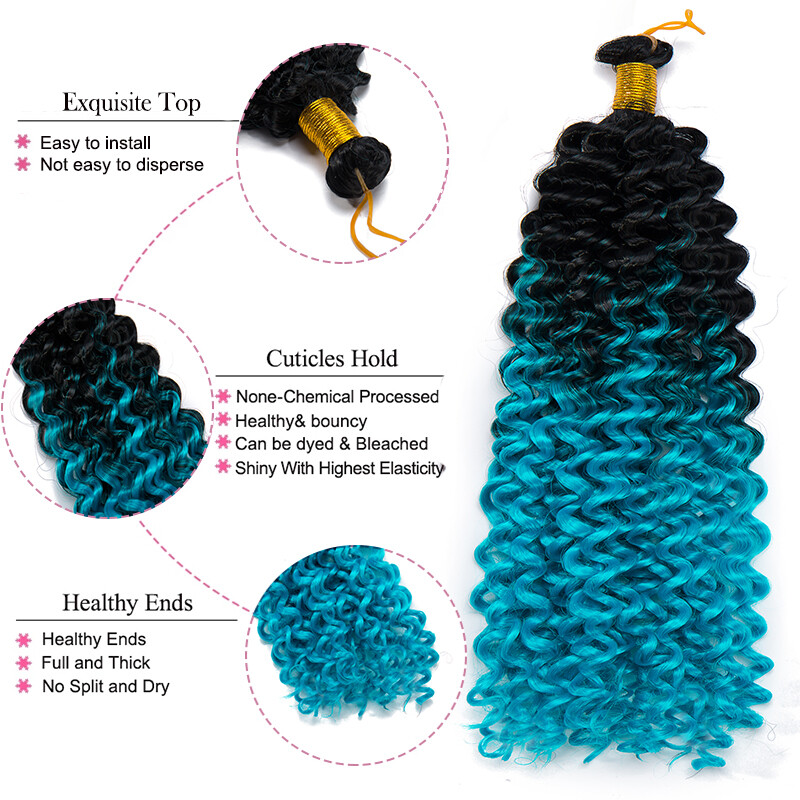 Women Water Wave Crochet Braids Soft Deep Curly as Human Hair Extensions Natural