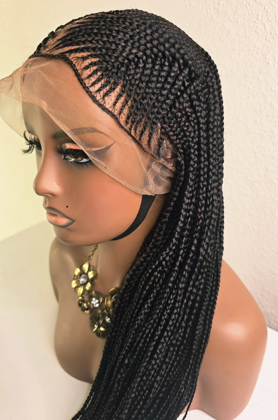 Black 36inches Synthetic Braided Wig for Classic Ladies with Natural Look