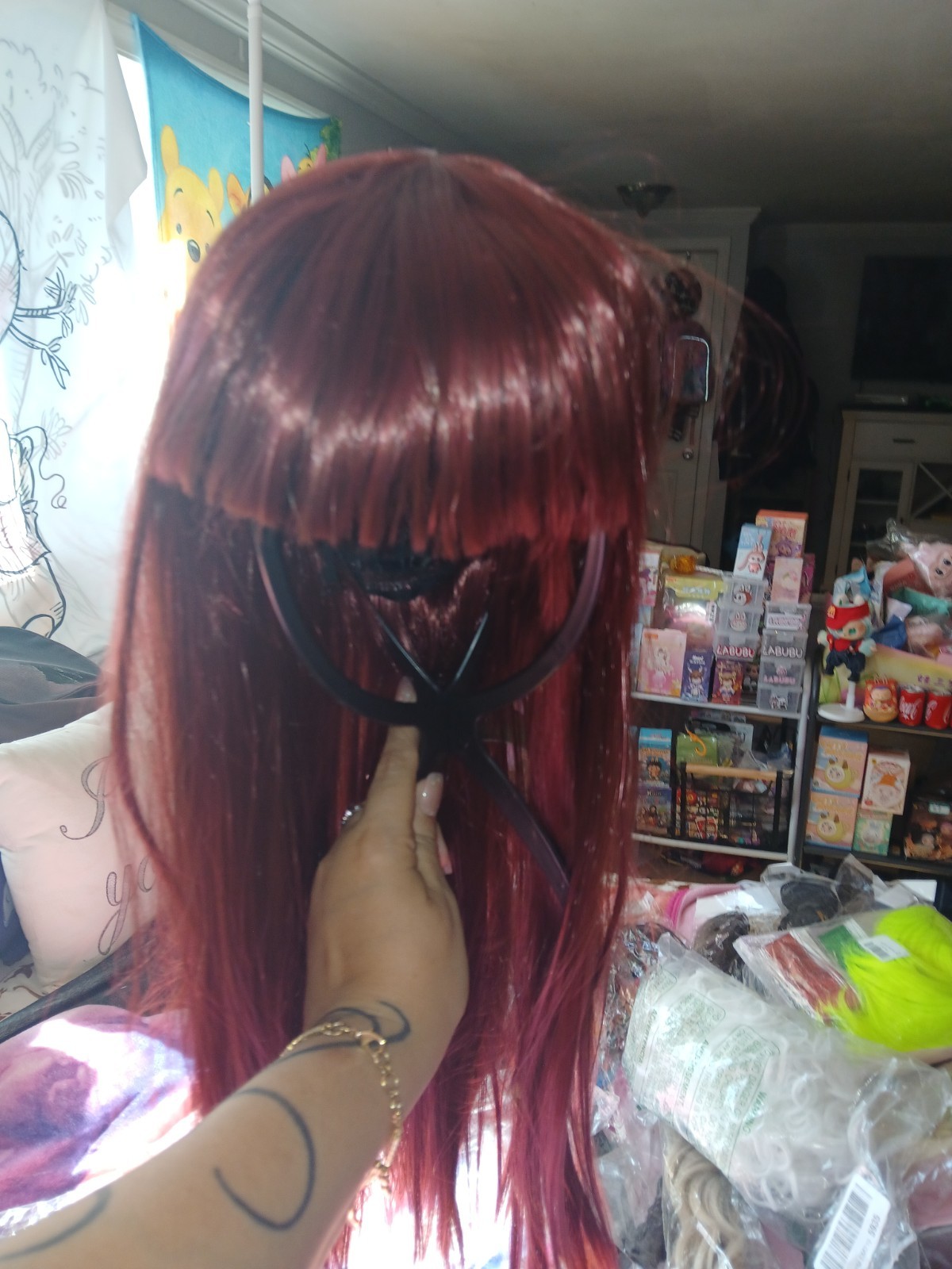 Human Hair Mix Blend Auburn/ Red Full Wig