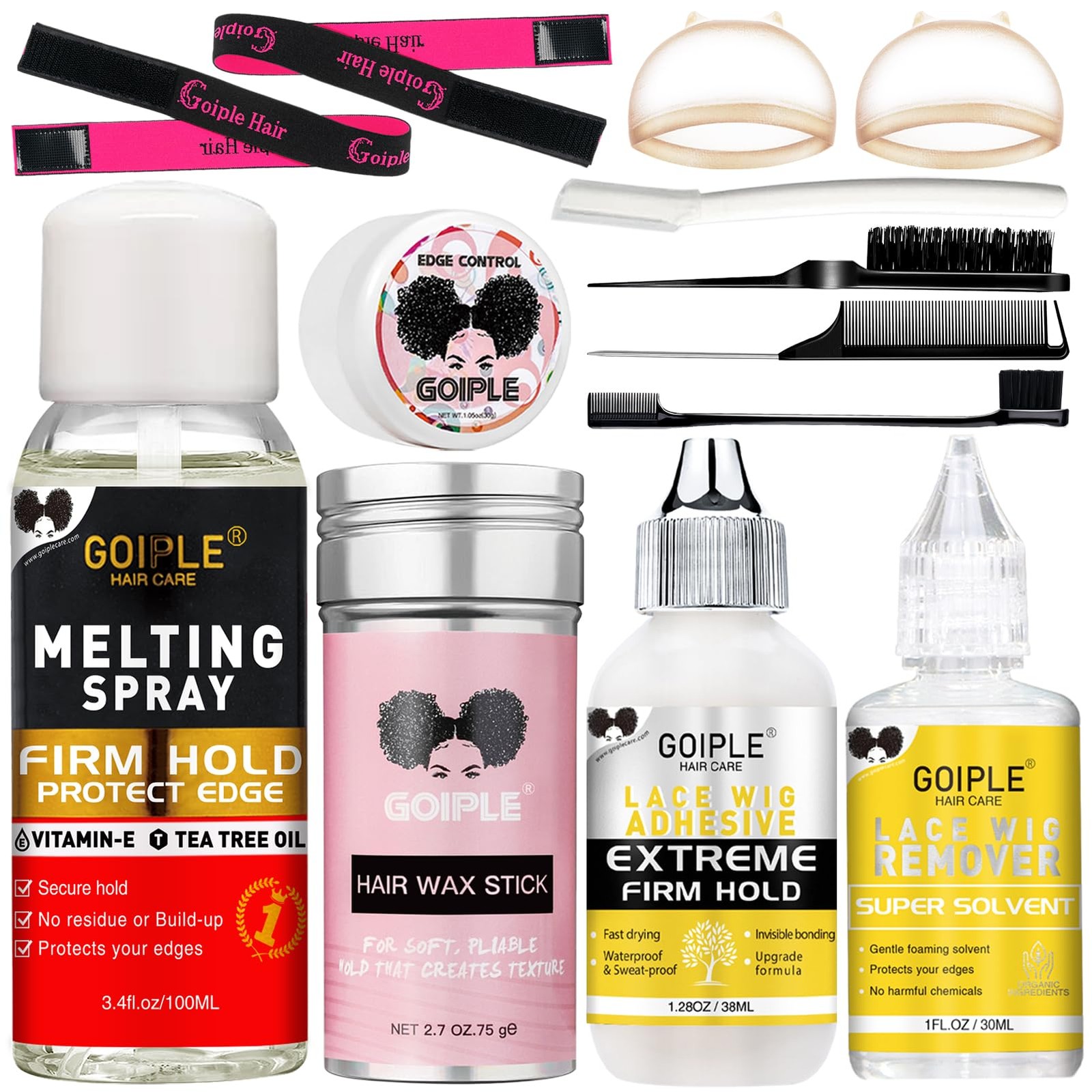 Hair Extension Adhesive Spray Kit Lace Front Wig & Closure Glue, No Melt for…