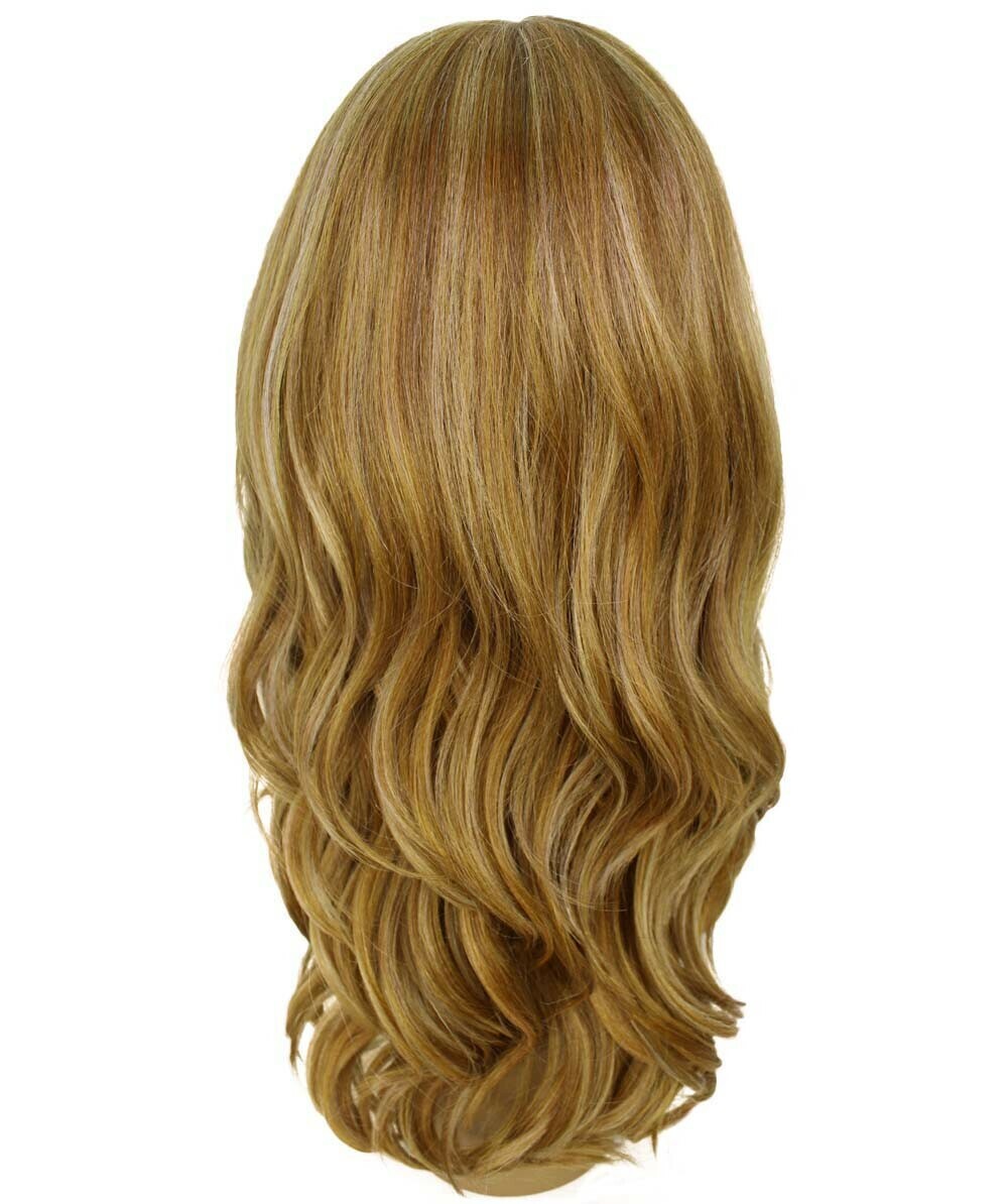 LUXLUXE Cleo Wavy Layered 21 in 4X4 Hand Tied Lace Front Wig, Blonde Blend