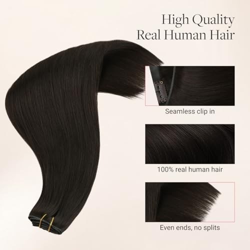 GOO GOO Genius Clip in Hair Extensions, 16inch 140g 7pcs, Seamless PU Clip in Ha