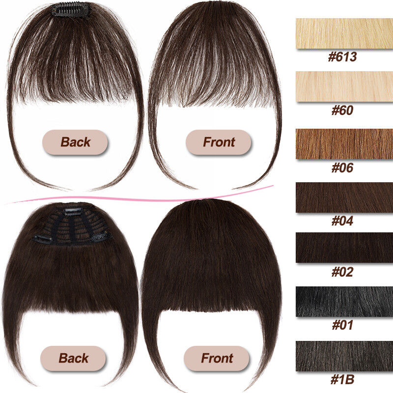 Thin/Thick Fringe Bangs Clip In 100% Remy Human Hair Extensions Hairpiece Topper