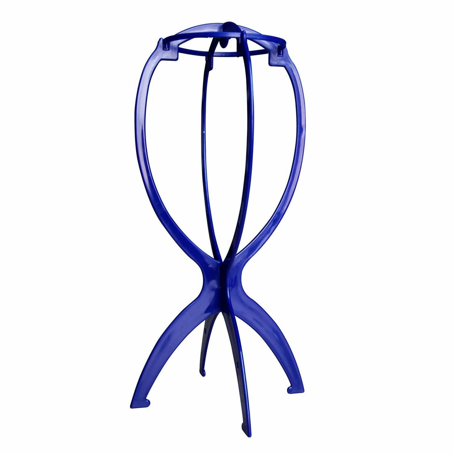 3 of Blue Plastic Light Wig Hair Holders Stand Folding Hat Cap Durable Display