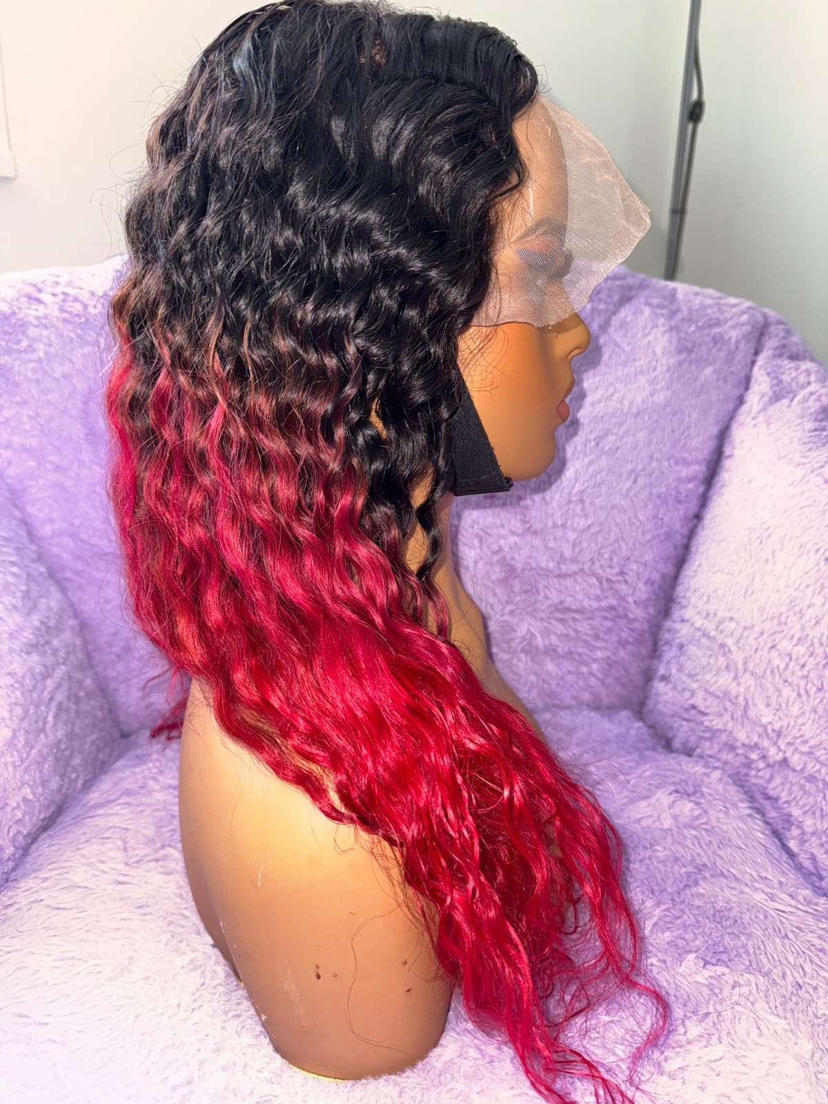 Custom Color Red Velvet Human Hair Wig (20 inches)