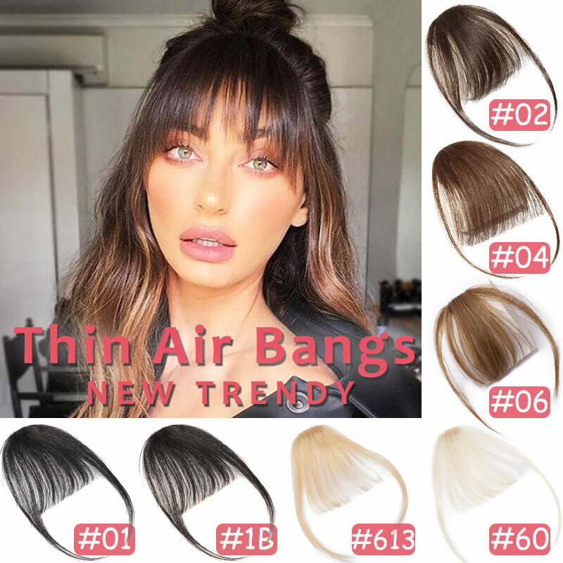Thick/Thin Fringe Bangs 100% Remy Human Hair Extensions Clip In Hairpiece Brown