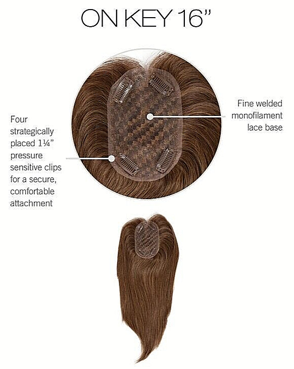 TOPPER RAQUEL 16″ ON KEY Message OF COLOR-Human Hair-All HandTied -All Mono Base