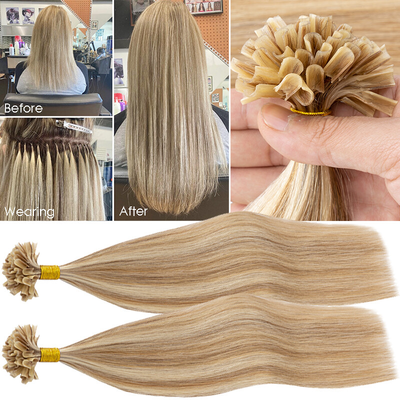 Fusion Keratin Glue Nail U Tip 100% Remy Human Hair Extensions 200Strands Thick