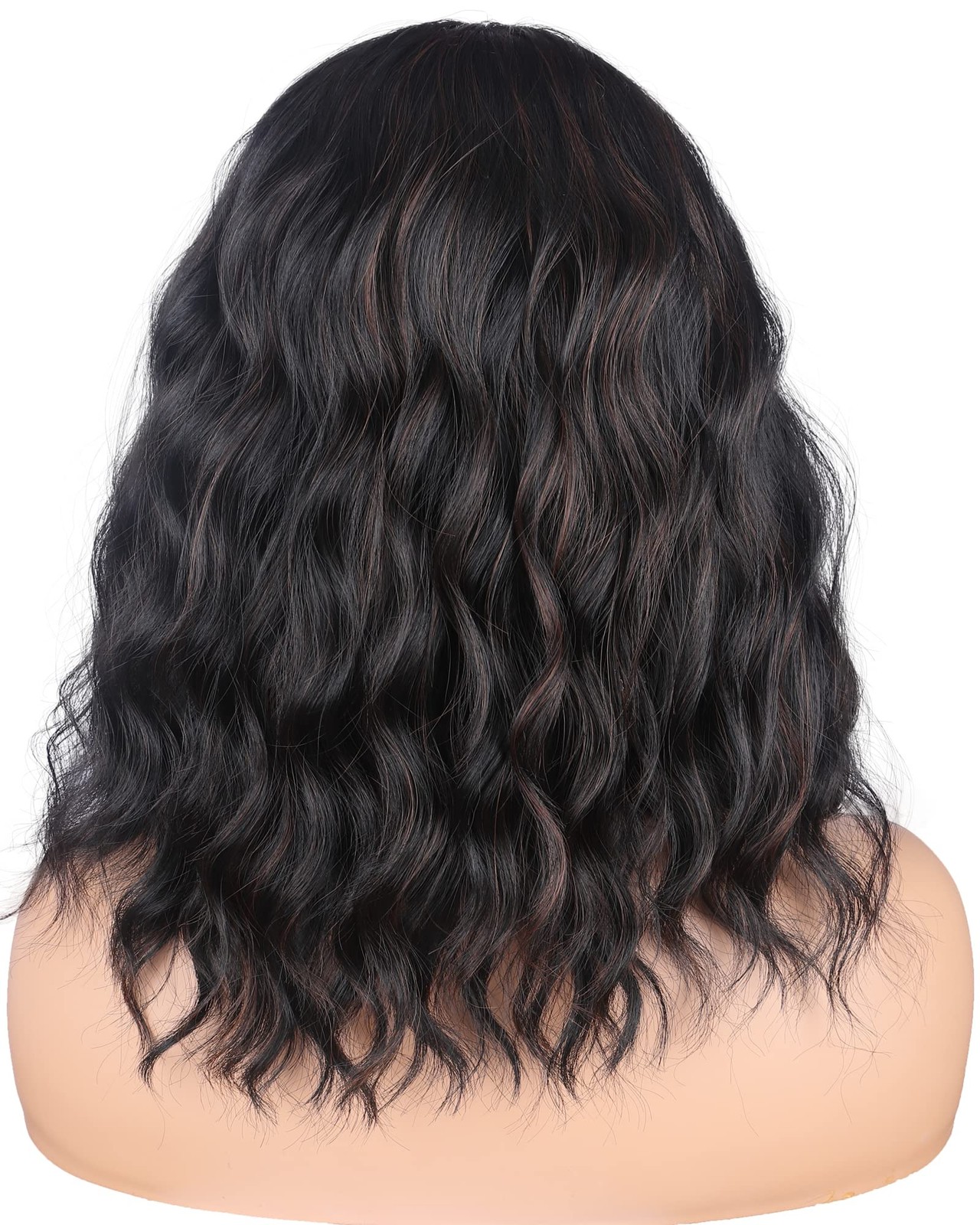 Black Headband Wigs With Brown Highlights For Black Synthetic Black Brown Wav…