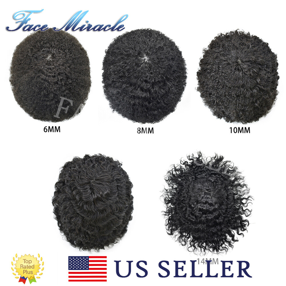 All PU Afro Toupee for Black Men African American Man Hairpiece Human Hair Wig