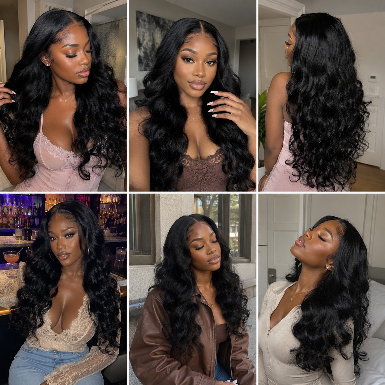 32in Heat-Resistant Fiber‌ Front Wigs Womens Long Curly Lace Wavy Hair Wig Black