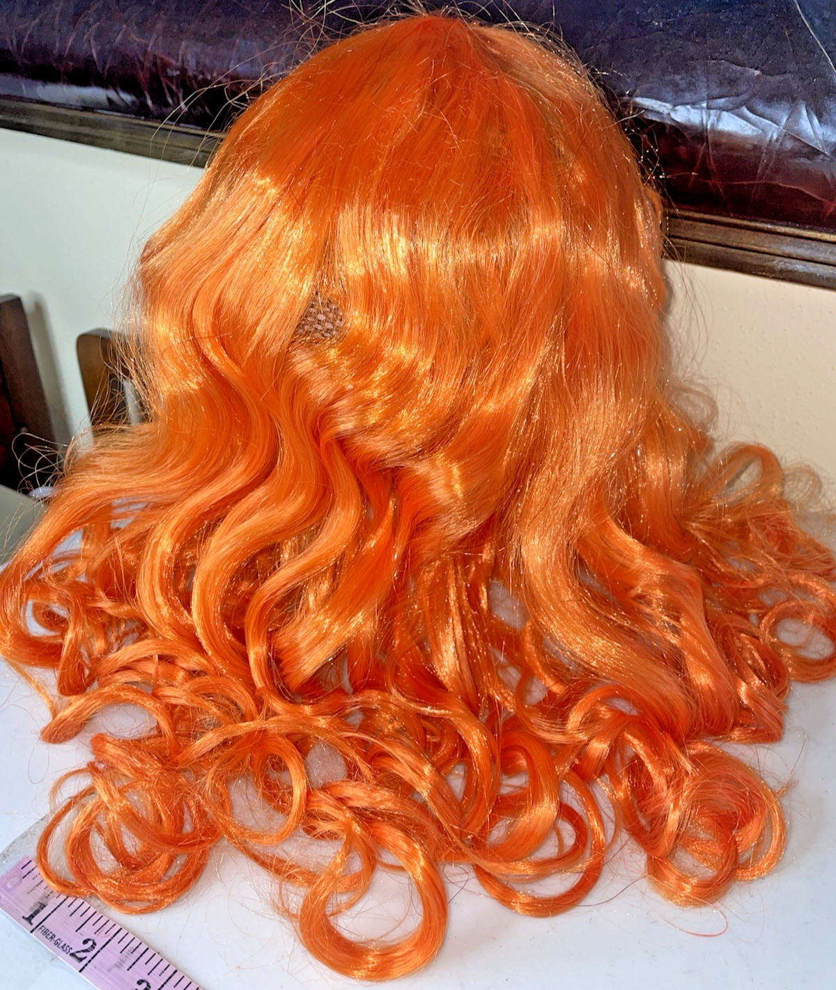 NEW Orange Cosplay Costume Long Full Hair Wavy Curly Wig Women Girls Adult 22″