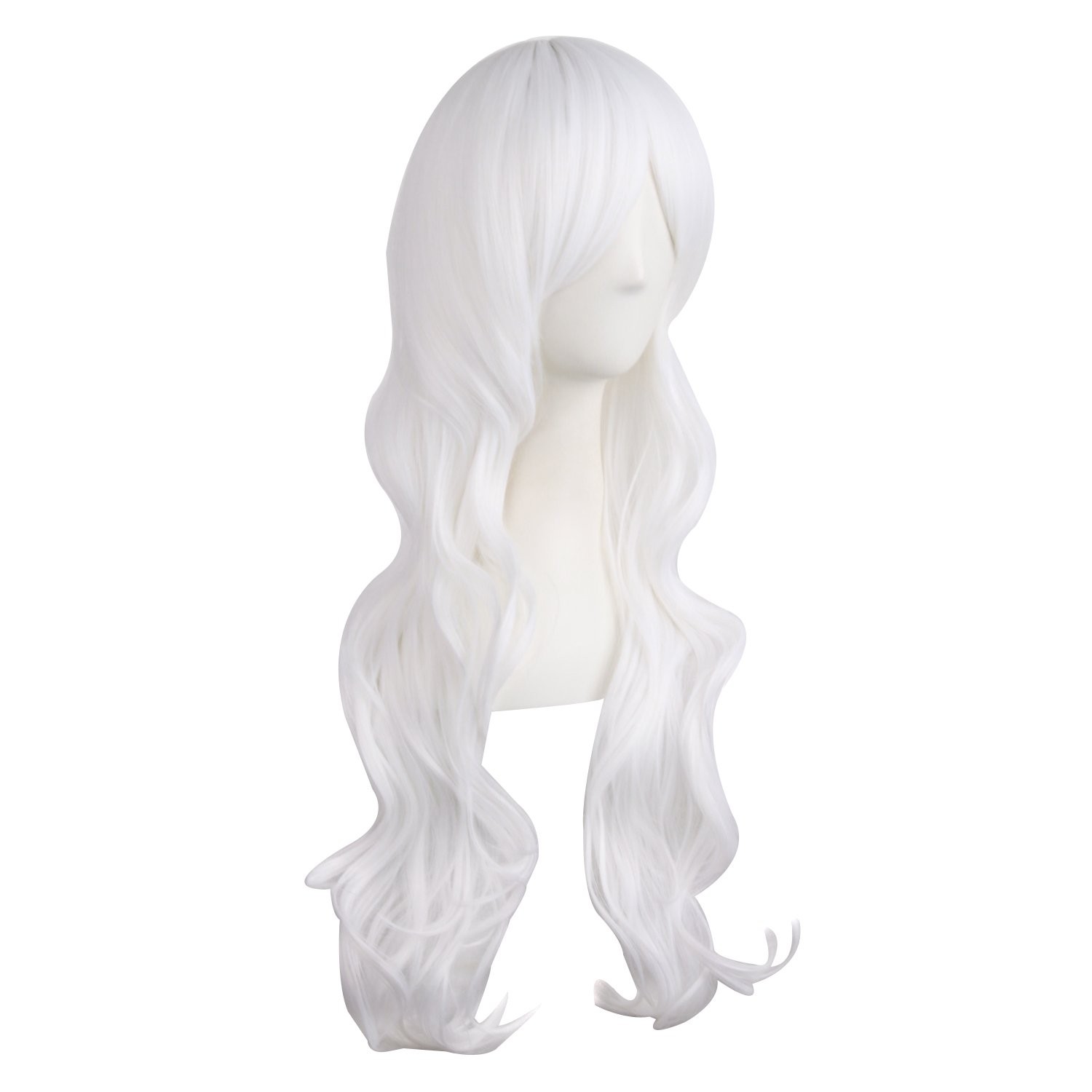 28″/70cm Charming Women’s Long Curly Full Hair Wig (White)