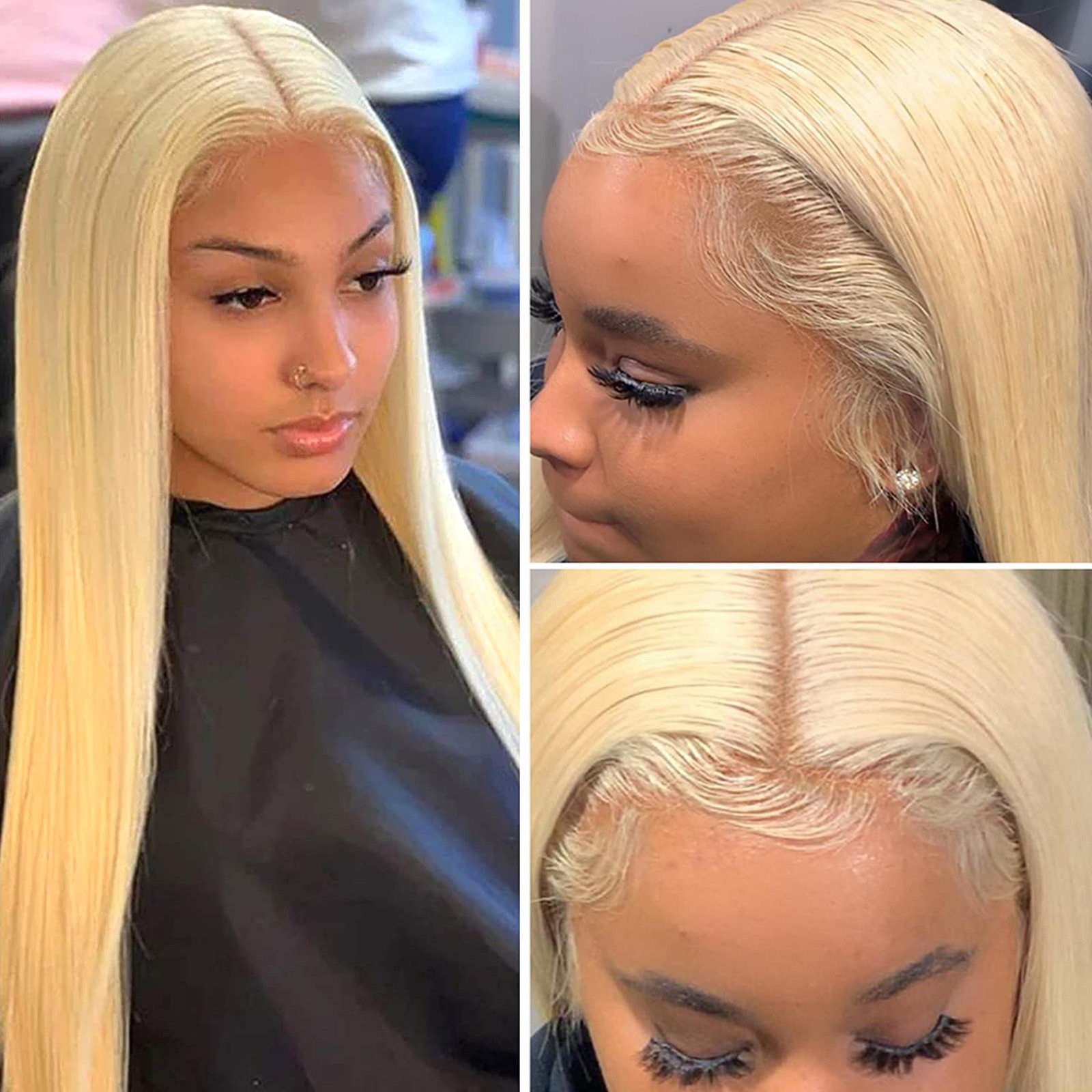 Blonde Lace Front Wig Human Hair Pre Plucked Bleached Hair Knots 13×6 Straigh…