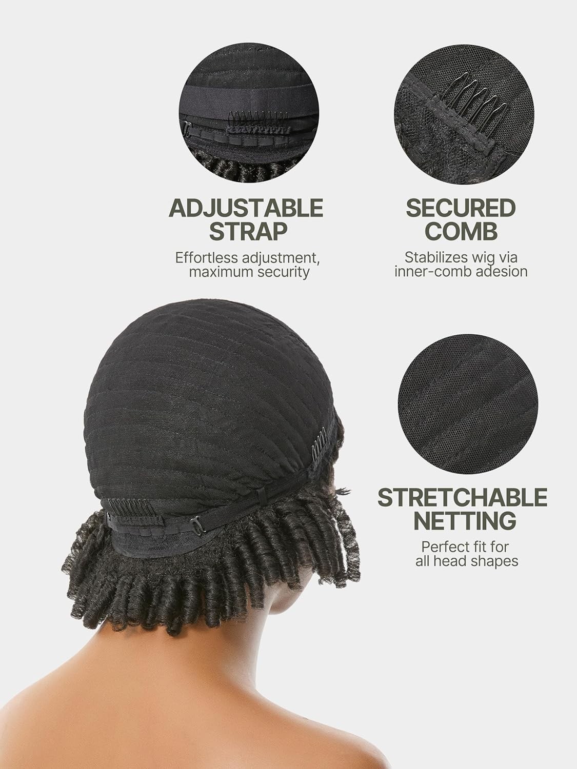 Short Twist Braided Dreadlock Wig Veralux Fiber Glueless 10in Natural Black
